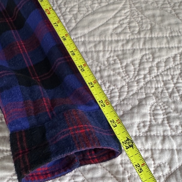 L.L. Bean Relaxed Fit 1/2 Zip Red and Blue Checkered Shirt - Picture 10 of 14